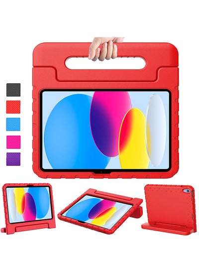 اشتري Kids Case for iPad 10th Generation 10.9 Case 2022 With Pencil Holder Durable Shockproof Lightweight Protective Handle Stand Case - Red في الامارات