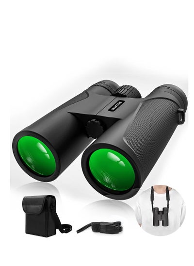 Buy HD Binoculars 12x42 Waterproof Night Vision Foldable Portable Binoculars With Carrying Pouch, Lens Cloth And Lanyard in Saudi Arabia