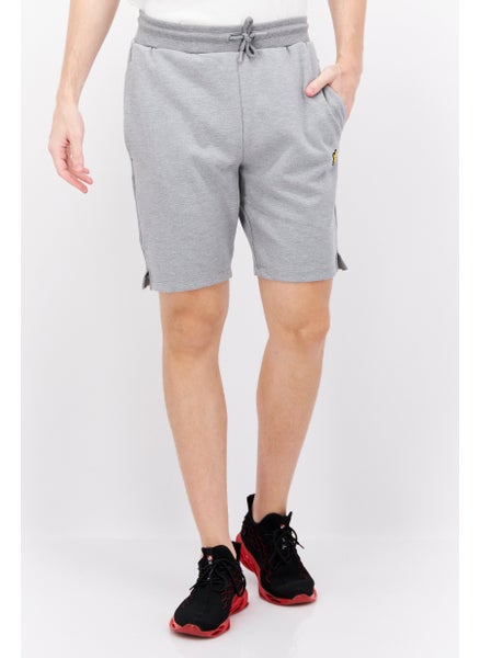 Buy Men Regular Fit Brand Logo Shorts, Grey in UAE