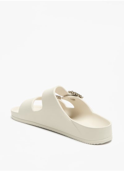 اشتري Solid Slip-On Sandal with Embellished Buckle في السعودية