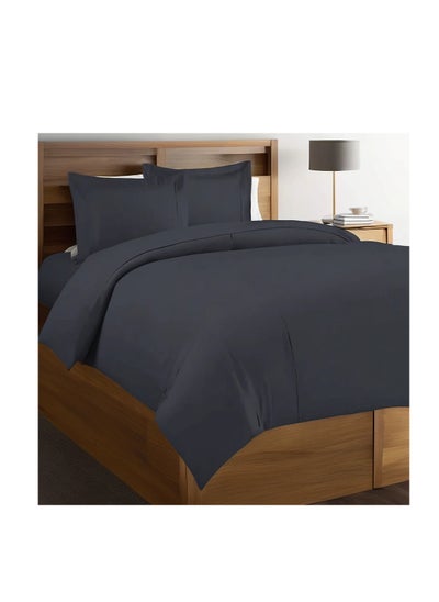 Buy Context Queen Size Dark Grey Soft Wrinkle Free Microfiber Duvet Cover Set Bedding 1 Pcs Duvet Cover 228X228cm with 2 Pcs Pillow Sham Covers 50X66cm in UAE