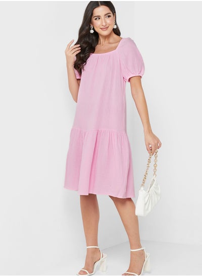 Buy Puff Sleeve Tiered Dress in Saudi Arabia