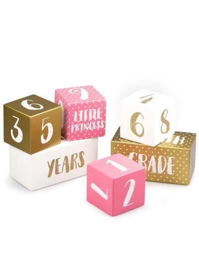 Buy Premium Baby Girl Monthly Milestone Age Photo Blocks ; Gift Box ; Wooden Double Set For Week Month Year Pictures + Quotes ; Baby Shower And Newborn Gift Infant Photo Sharing Prop in UAE