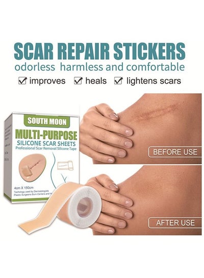Buy Silicone Scar Sheets - Extra Long Scar Sheets for C-Section, Tummy Tuck, Keloid, and Surgical Scars - Reusable Medical Grade Silicone Scar Sheets - Post Surgery Supplies - Pack of 4 in Saudi Arabia