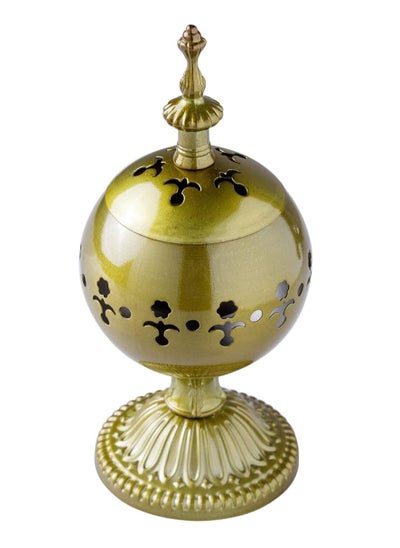 Buy Luxury Metal Incense Burner Suitable for Incense Sticks and Resin Incense, Height 17.5cm, Gold in Egypt