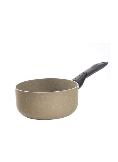 Buy Non-Stick Aluminum Sauce Pan With Heat Resistant Handle Beige in Saudi Arabia