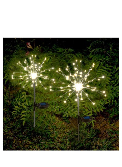 Buy Solar Garden Lights, Solar Firework Lights 90 LEDs,Solar Powered String Light Warm White, DIY Chandelier for Garden, Patio, Yard, Flowerbed, Parties (2 Pack) in Saudi Arabia