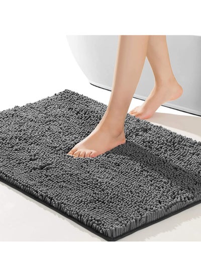 Buy Bathroom Rug，80x50 Anti-slip Bath Mat，Doormat，Soft and Cozy Rug，Bathroom Durable Thick Bath Towel，Easier to Dry，Bathtub Rug（Grey） in UAE