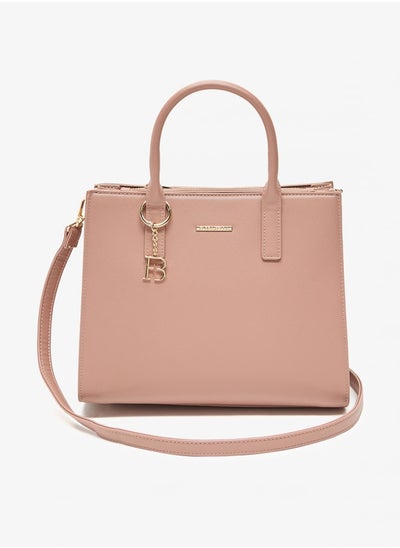 اشتري Solid Tote Bag with Detachable Strap and Zip Closure في السعودية