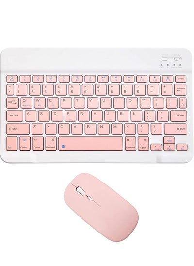 اشتري Ultra-Slim Bluetooth Keyboard and Mouse Combo Rechargeable Portable Wireless Keyboard Mouse Set for Apple iPad iPhone iOS 13 and Above Samsung Tablet Phone Smartphone Android Windows في الامارات