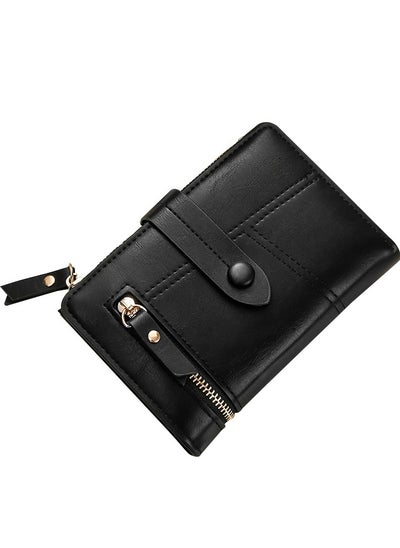 Buy Pu Leather Short Zipper Three Fold Wallet in UAE