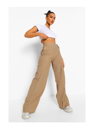 اشتري Textured Pocket Detail Wide Leg Trouser في الامارات