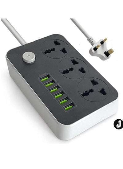 اشتري "NEW Power Strips Extension Cord with 3 Outlets and 6 USB Ports – 2M Heavy Duty Extension Cord" في الامارات