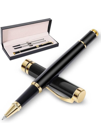 Buy Deluxe Ballpoint Pen Kit,Office Business Ballpoint Pen Signing Pen with Two Replacement Black Refills, 0.5mm Nib, Black Classic Gift Box, Creative Writing Gift for Men and Women (Black Gold) in UAE