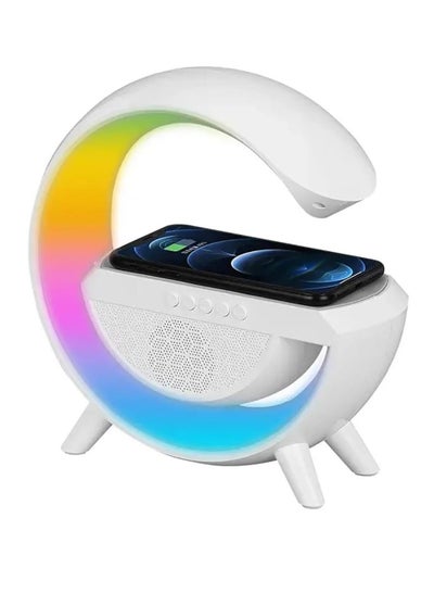 Buy Wireless Charger Atmosphere Lamp, Portable LED Bluetooth Speaker Wireless Charger with Desk Lamp Bedside RGB Night Light, App Control Mini Music Lamp Digital Alarm Clock Speaker in UAE