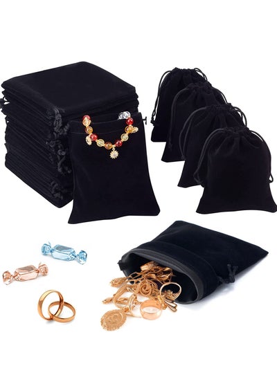 اشتري 3 Style Velvet Drawstring Bags Velvet Pouches for Jewelry Gift Packaging Black 30 Pcs في الامارات