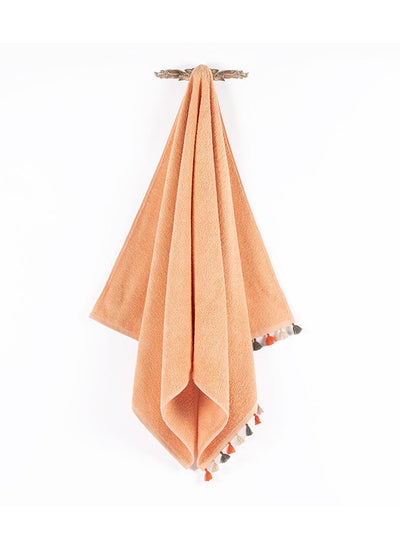 اشتري Pompom Bath Towel, Apricot - 480 GSM, 140x70 cm في الامارات