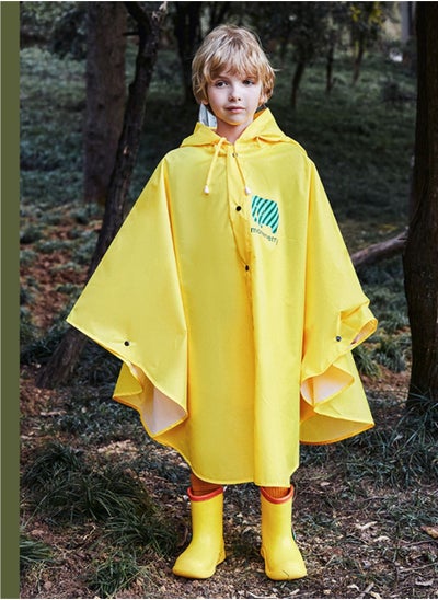 اشتري Boys And Girls With Backpacks Riding Ponchos Hiking Waterproof Cloaks Raincoats Yellow في السعودية