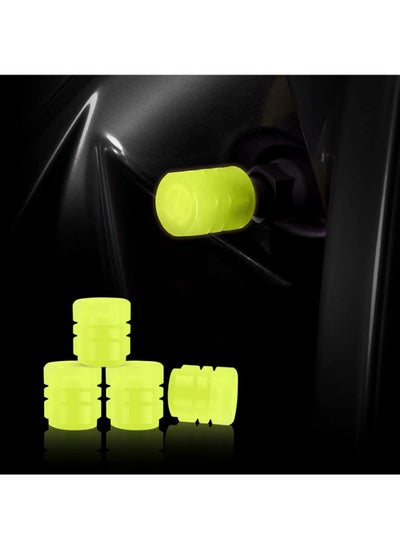 Buy Car Tire Valve Cap, 4PCS Yellow Fluorescence, Bike Motorcycle Noctilucous Illuminated Valve Cap, Universal Wheel Valve Caps for Car Truck Motorcycles Bike Tires, Need Sunlight to Absorb Energy in Egypt