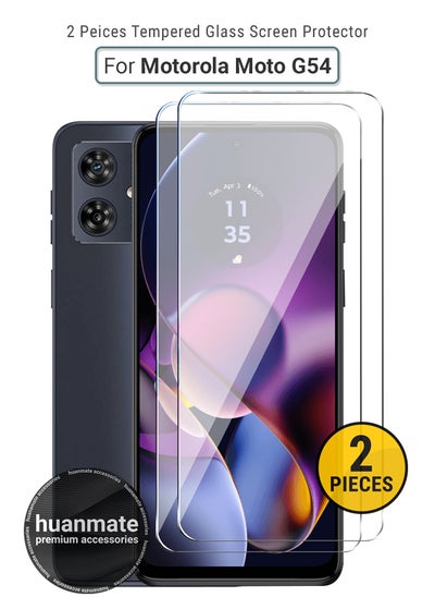 Buy 2 Pieces Motorola Moto G54 Tempered Glass Screen Protector – High Transparency, Delicate Touch, Anti-Explosion, Smooth Arc Edges, Easy Installation, Screen Protector for Motorola Moto G54 in Saudi Arabia