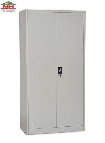 Buy MHF Best Metal Wardrobe 2-Door With Shelves Storage Compartment Flush Key lock MH-205-E in UAE
