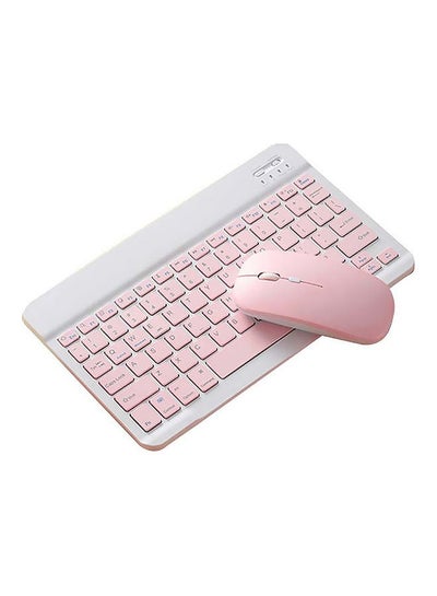 Buy Wireless Keyboard And Mouse Set Pink/White in Saudi Arabia