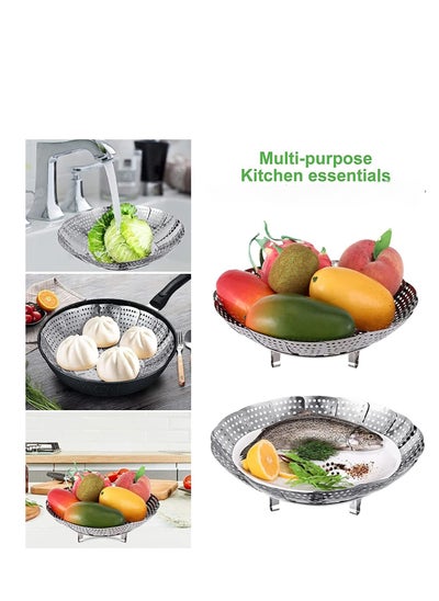 Buy Premium Stainless Steel Steamer Basket for Cooking Foldable Insert Fits Various Pot Sizes  Ideal for Instant Pot and Traditional Cooking. in UAE