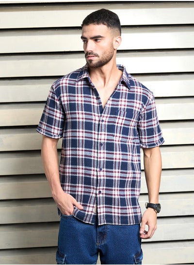 Buy Relaxed Multicolor Waffle Shirt for Men, Half Sleeve and Textured Look in UAE