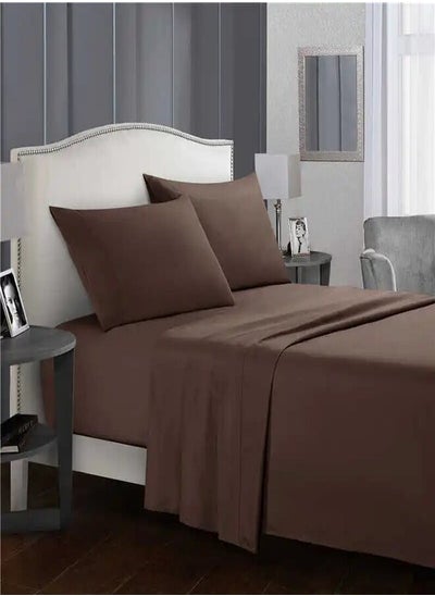 اشتري Line Sleep Microfiber Sheet Set -  Color : brown في مصر