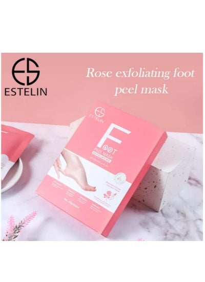 Buy Estelin Foot Peel Mask Exfoliating Rose 40g x 2 Pairs in UAE