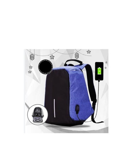 Buy Elegant Anti-Theft Backpack 18 Inch with USB Port - Blue in Egypt