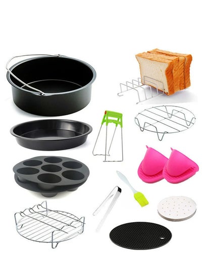 اشتري 12pcs/set High Quality 7 Inch Air Fryer Accessories Cake Mould Grill Steam Rack Potholder Gloves Fit Airfryer3.2~5.8QT في الامارات