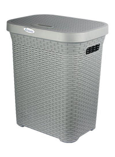 اشتري Laundry Basket With Lid Grey 50L Capacity في الامارات