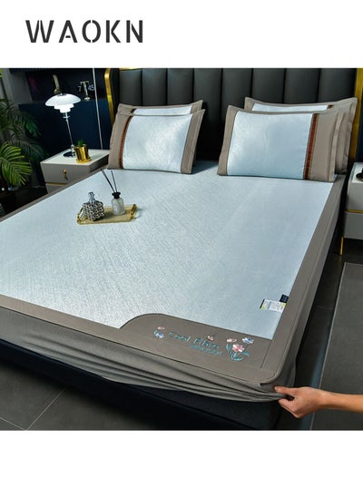 Buy Summer New Embroidery Cool Ice Silk Sheet With Two Pillowcase Bring You One Cool Sleep Night in Saudi Arabia