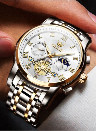 اشتري OLEVS Mens Watches Chronograph Business Dress Quartz Stainless Steel Waterproof Luminous Date Wrist Watch في السعودية