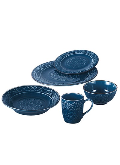 Buy 20-Piece Porcelain Dinnerware Set Dark Blue in Saudi Arabia