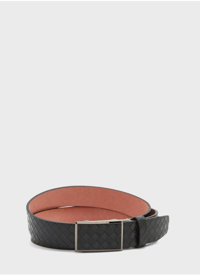 Buy Faux Leather Formal Woven Belt in UAE