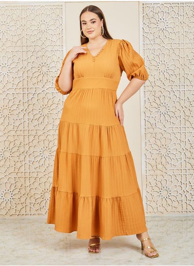 Buy Button Detail Tiered Maxi Dress in Saudi Arabia