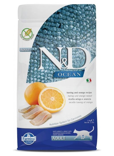 Buy Farmina Ocean Cat Herring & Orange Adult 1.5Kg in UAE