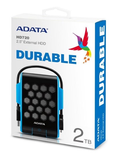 اشتري محرك الأقراص الصلبة الخارجي ADATA HD720 المتين | مقاوم للماء | ضد الغبار | هارد 2 تيرابايت | أزرق في الامارات