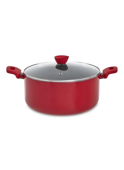 اشتري Yna Non-Stick Casserole With Lid, Red & Black - 32 Cm في الامارات