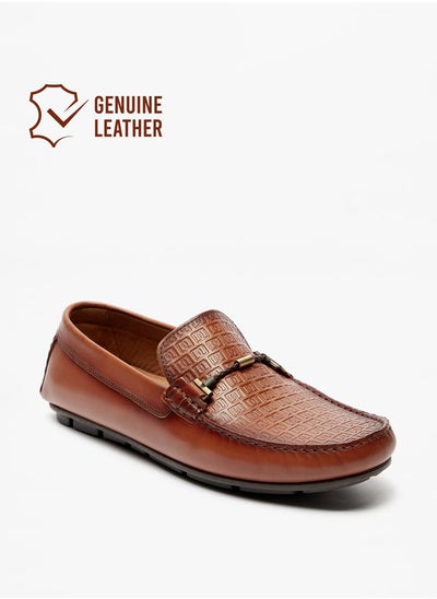 Buy Men Textured Slip On Moccasins in Saudi Arabia