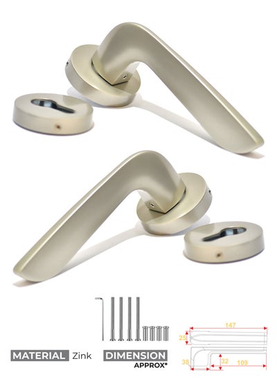 Buy Mortise Zinc Door Handle (Satin W1025-2) in Saudi Arabia