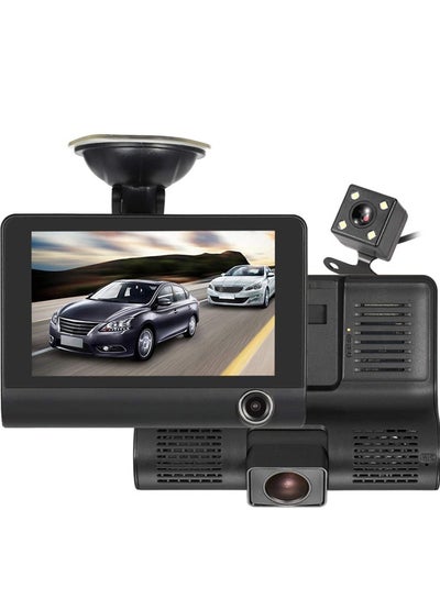 Buy Padom Car Dash Cam Front and Inside Video Recorder Rear Camera Dual Dash Cam with 4 inch Reverse Full Screen Driving Recorder DVR HD 1080P Night Vision Parking Mode Seamless Recording in UAE