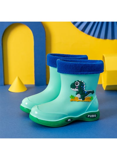 اشتري Four Seasons Childrens Rain Boots Womens Fleece-lined Warm Detachable Water Shoes Non-slip Waterproof Rain Boots Young Childrens Small and Medium-sized Childrens Boys BootsGreen [plus velvet]] Green [plus velvet]] في السعودية