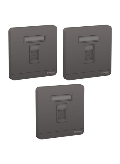 Buy Schneider Electric E8331RJS_DG AvatarOn 1 Gang Keystone Wallplate Jack RJ-45 Dark Grey - Pack of 3 in UAE