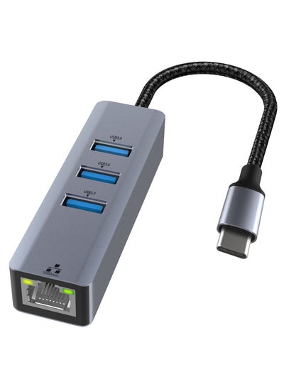 اشتري محول SYOSI USB C إلى إيثرنت، USB C إلى RJ45 1000 Mbps محول إيثرنت جيجابت، USB C Thunderbolt 3/4 إلى محور USB 3.0 3 منافذ للكمبيوتر المحمول، التلفاز الذكي، لنظامي Windows/Mac OS/Surface Pro/Linux/XPS في الامارات