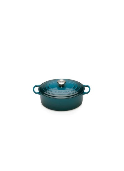 Buy Le Creuset Signature Deep Teal Cast Iron 29cm Oval Casserole in UAE