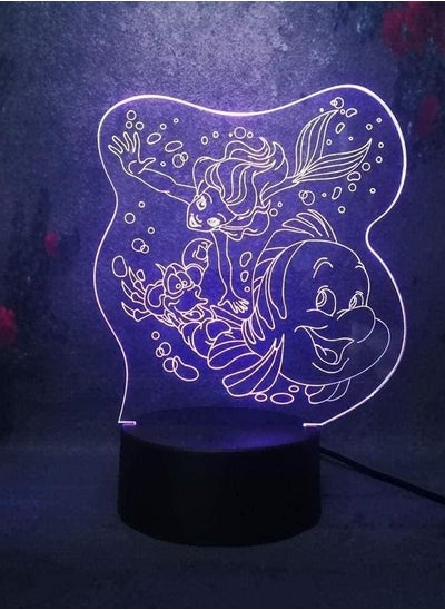 اشتري 3D Illusion Lamp LED Multicolor Night Light Beautiful Queen Elsa Visual Desk Lamp Snow Elsa Toys Home Decoration Baby Girl Birthday Christmas Gifts في الامارات