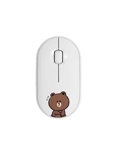 اشتري Cross-border Logitech M350 2.4G Bluetooth Dual-mode Mute Notebook Pebble Wireless Mouse Brown bear white في السعودية